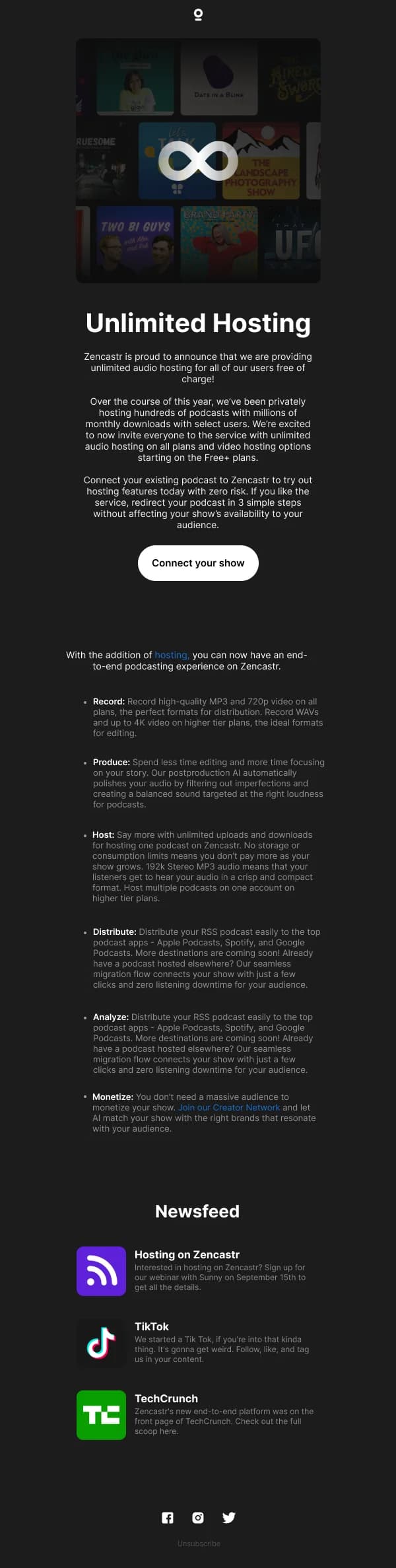Unlimited Hosting Announcement HTML Email Template