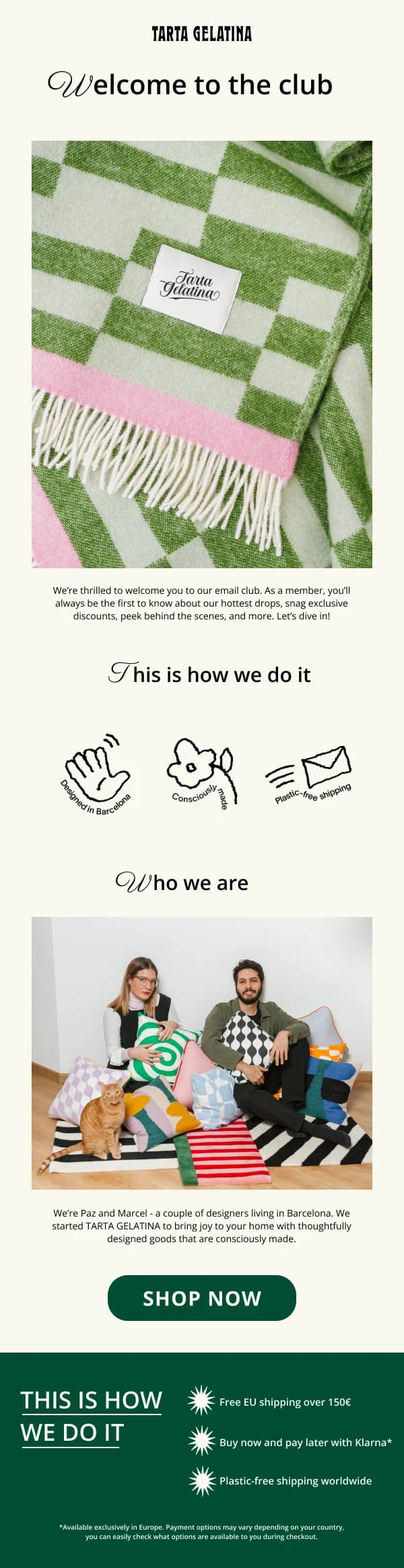 Welcome to the Club — Welcome email design preview