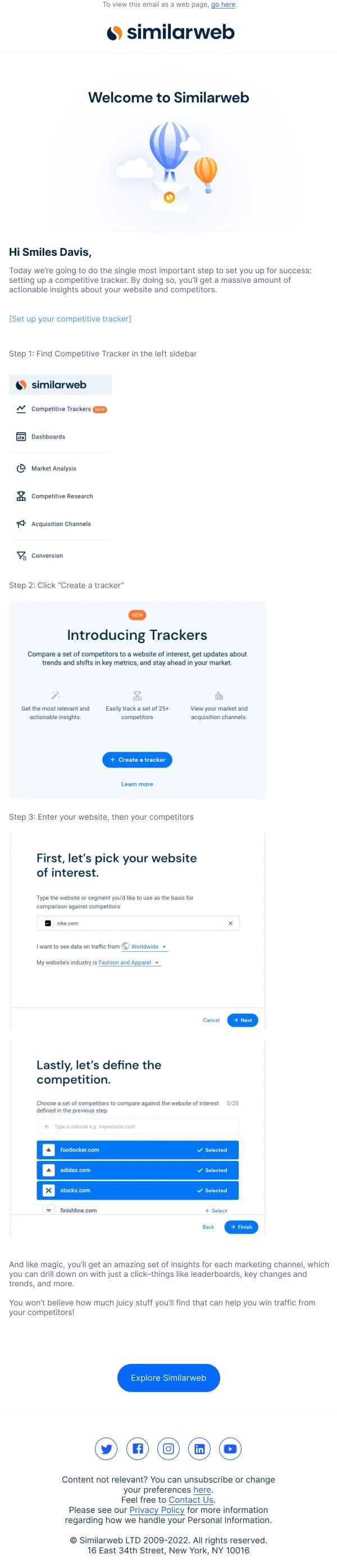 Welcome to Similarweb — Welcome email design preview