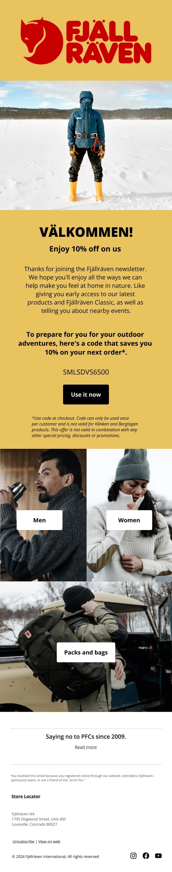 Welcome to Fjällräven — Welcome email design preview